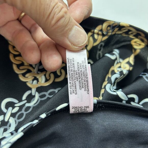 Victoria's Secret Black Silver Gold Chain Print Pushup Halter Tankini Sz 36B - Picture 12 of 12